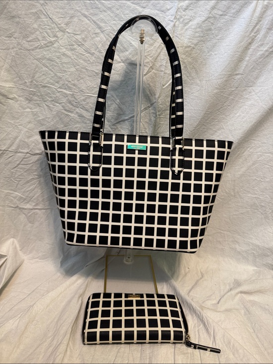 kate spade Handbags - kate spade Black & White Grid Tote with Matching Wallet